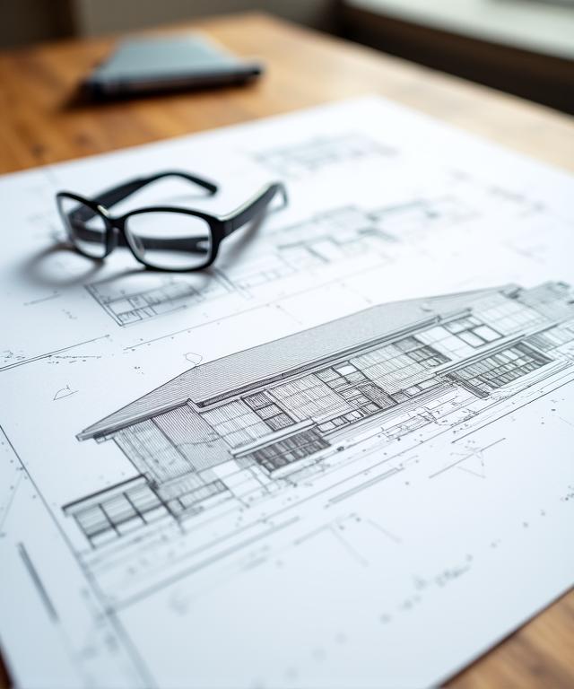 Architectural drafting of a modern luxury farmhouse